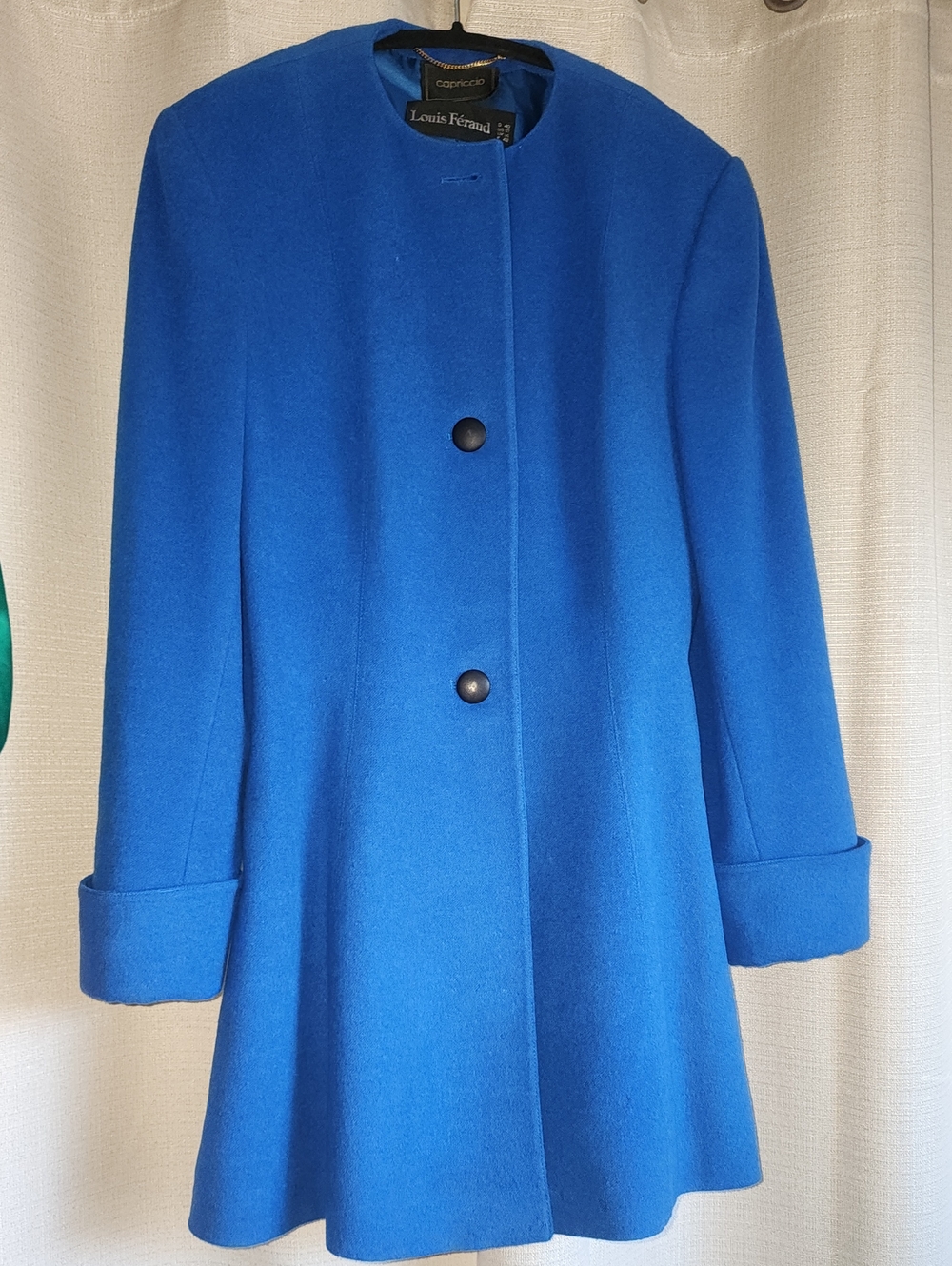 Louis Feraud Bold Cobalt Blue Angora Wool Car Coat Swing Hem Size 10
